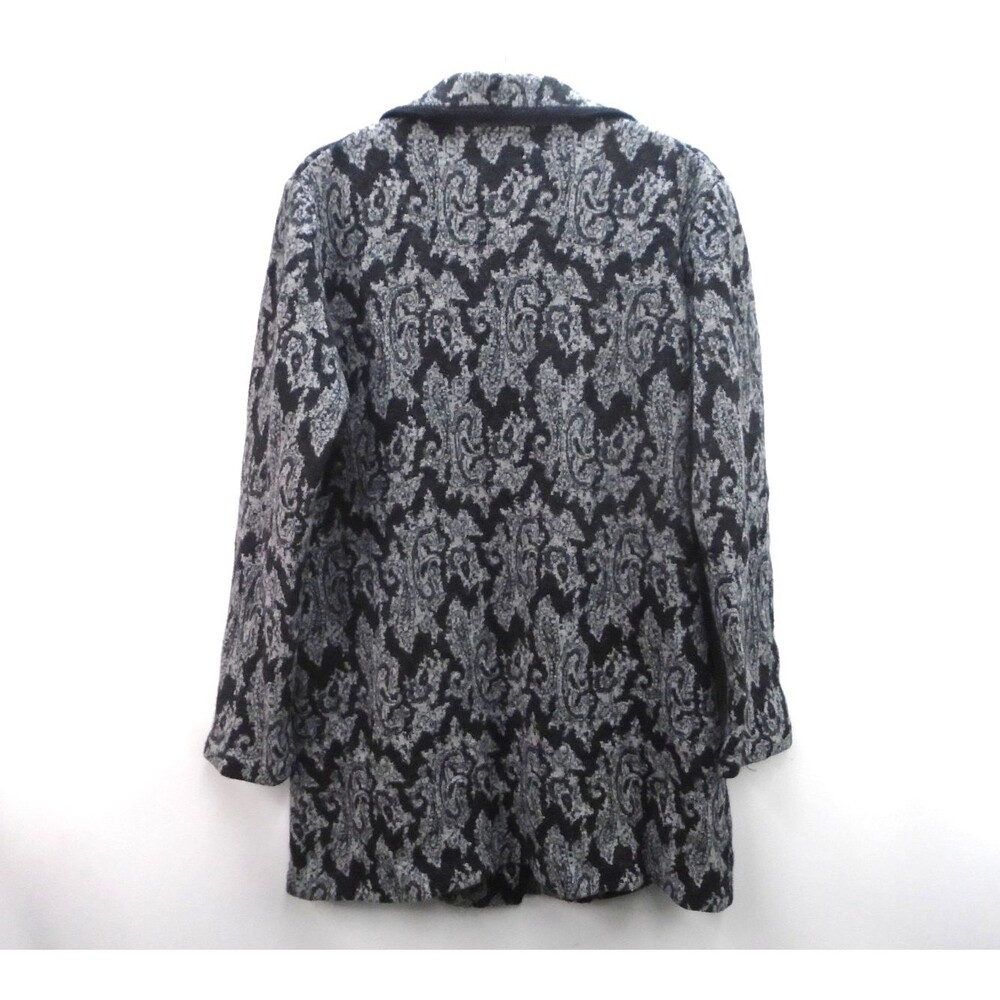 Cambridge Dry Goods Womens Size L Sweater Coat 100% Wool Black Gray Paisley - Picture 11 of 11